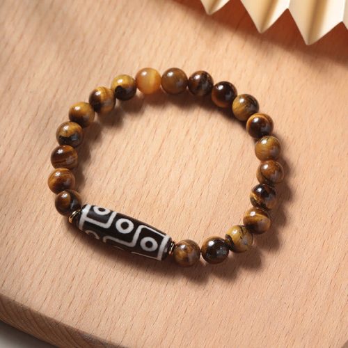 Tibetan Nine-Eye Dzi Bead Tiger Eye Bracelet
