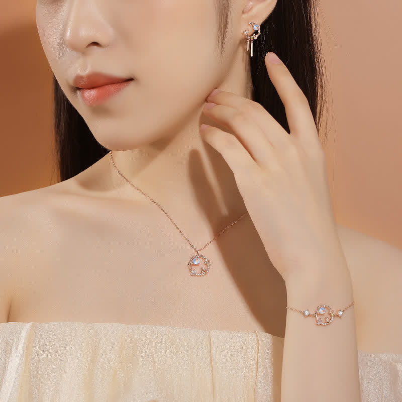 925 Sterling Silver Moonstone Rabbit Pendant Necklace