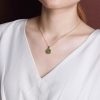 Sterling Silver Hetian Jade Clover Pendant Necklace