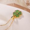 Sterling Silver Hetian Jade Clover Pendant Necklace