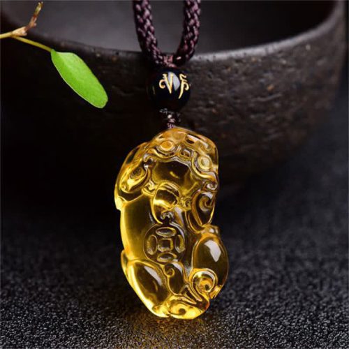 Natural Citrine Feng Shui Pixiu Wealth Pendant