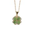 Sterling Silver Hetian Jade Clover Pendant Necklace