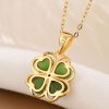 Sterling Silver Hetian Jade Clover Pendant Necklace