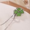 Sterling Silver Hetian Jade Clover Pendant Necklace