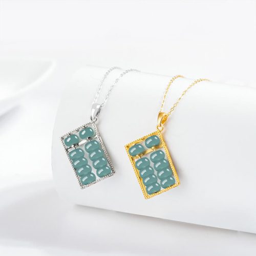 925 Silver Jade Abacus Pendant Necklace