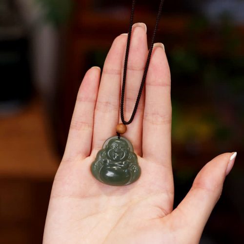 Hetian Jade Laughing Buddha Healing Necklace