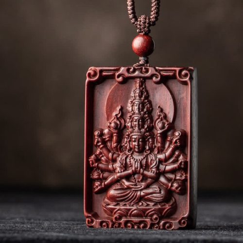 Red Sandalwood Buddha Protection Pendant Necklace