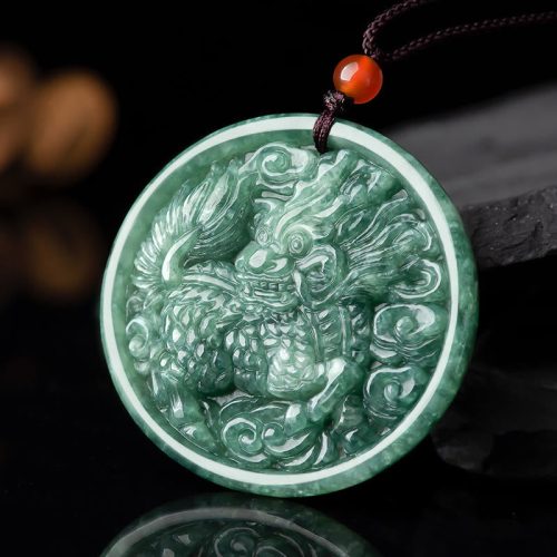 Natural Jade Kirin Pendant Necklace