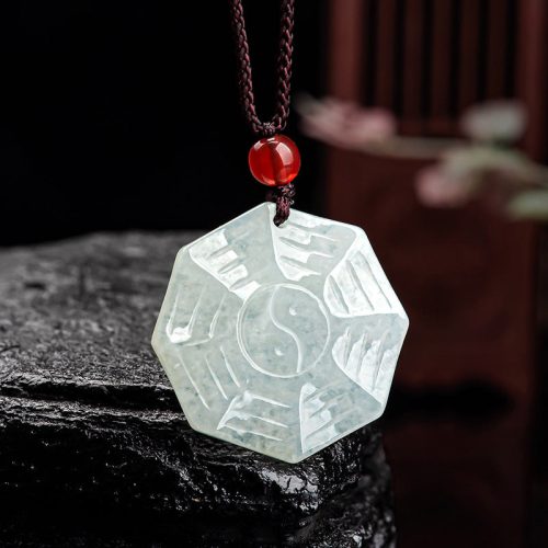 Natural Jade Bagua Yin Yang Pendant Necklace