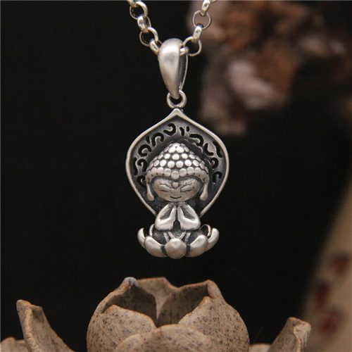 999 Silver Serenity Buddha Necklace Pendant