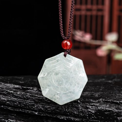 Natural Jade Bagua Yin Yang Pendant Necklace