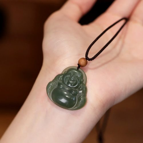 Hetian Jade Laughing Buddha Healing Necklace