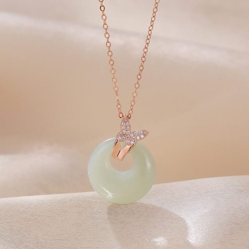 Hetian Jade Butterfly Luck Pendant Necklace