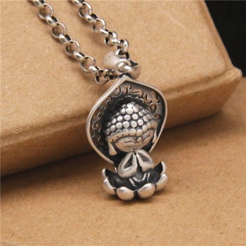 999 Silver Serenity Buddha Necklace Pendant