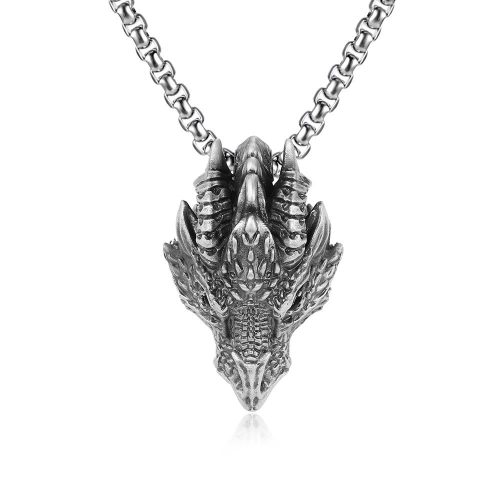 Pure Tin Dragon Head Necklace Pendant