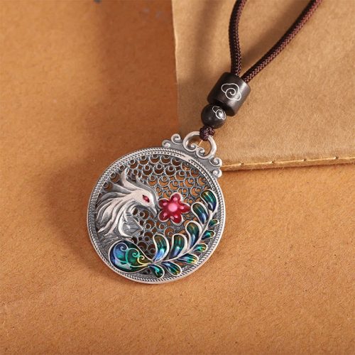 990 Silver Phoenix Luck Protection Pendant Necklace