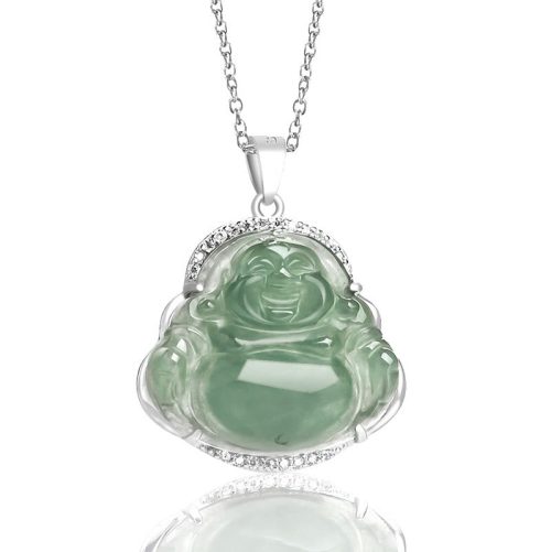 925 Silver Laughing Buddha Pendant Necklace