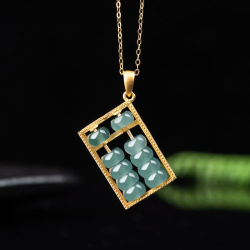 925 Silver Jade Abacus Pendant Necklace