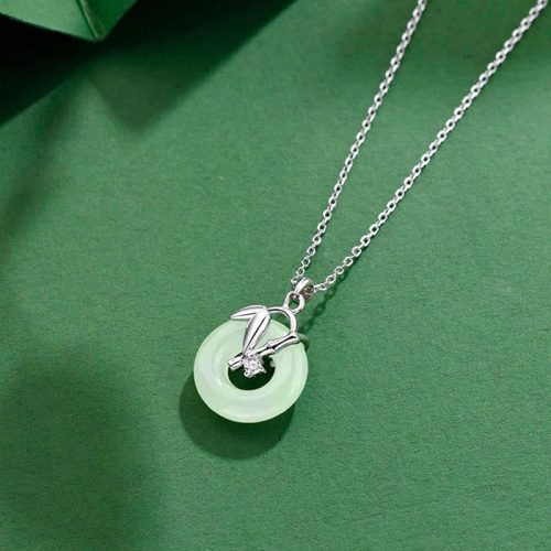 Hetian Jade Bamboo Leaf Necklace Pendant