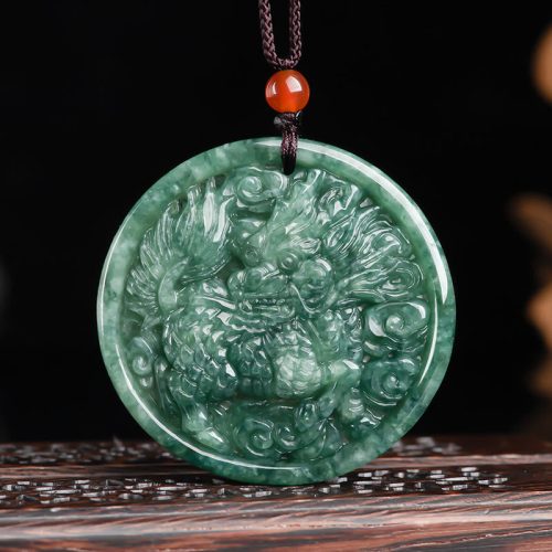 Natural Jade Kirin Pendant Necklace