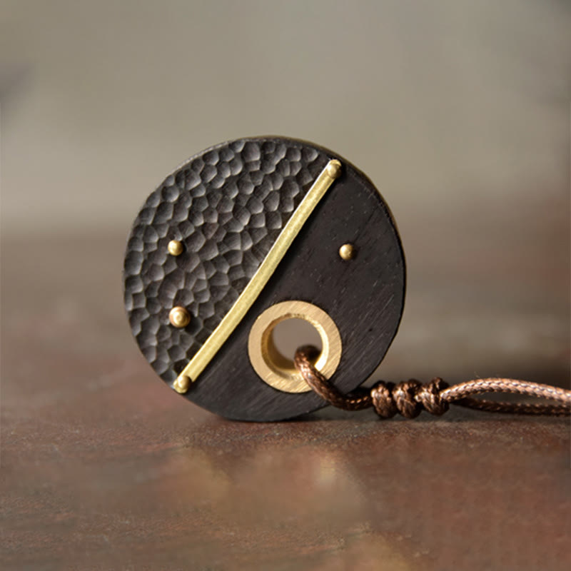 Ebony Wood Peace Pendant Necklace