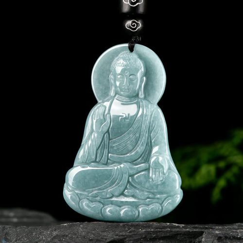 Amitabha Buddha Jade Lotus Necklace