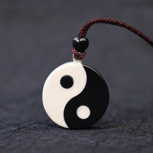 Natural Black Obsidian Yin Yang Pendant Necklace