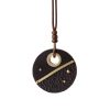 Ebony Wood Peace Pendant Necklace