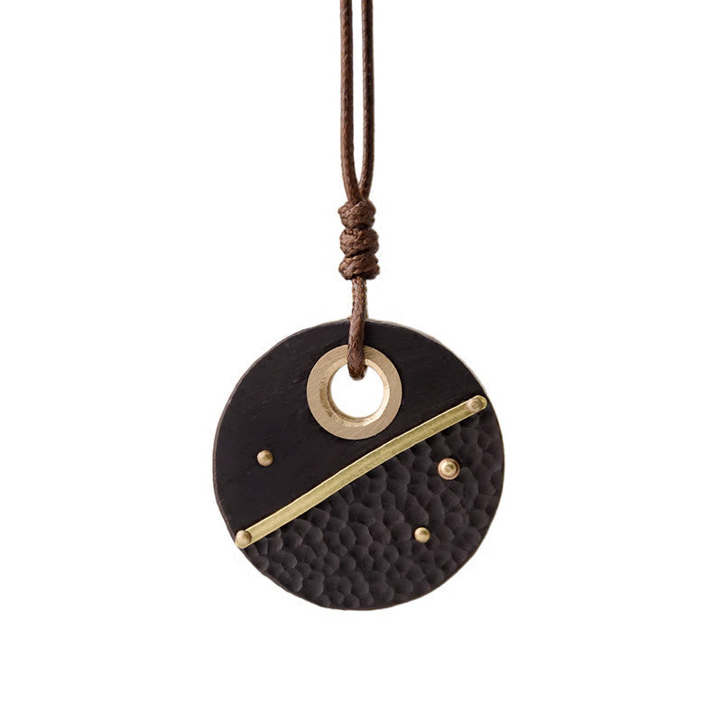 Ebony Wood Peace Pendant Necklace