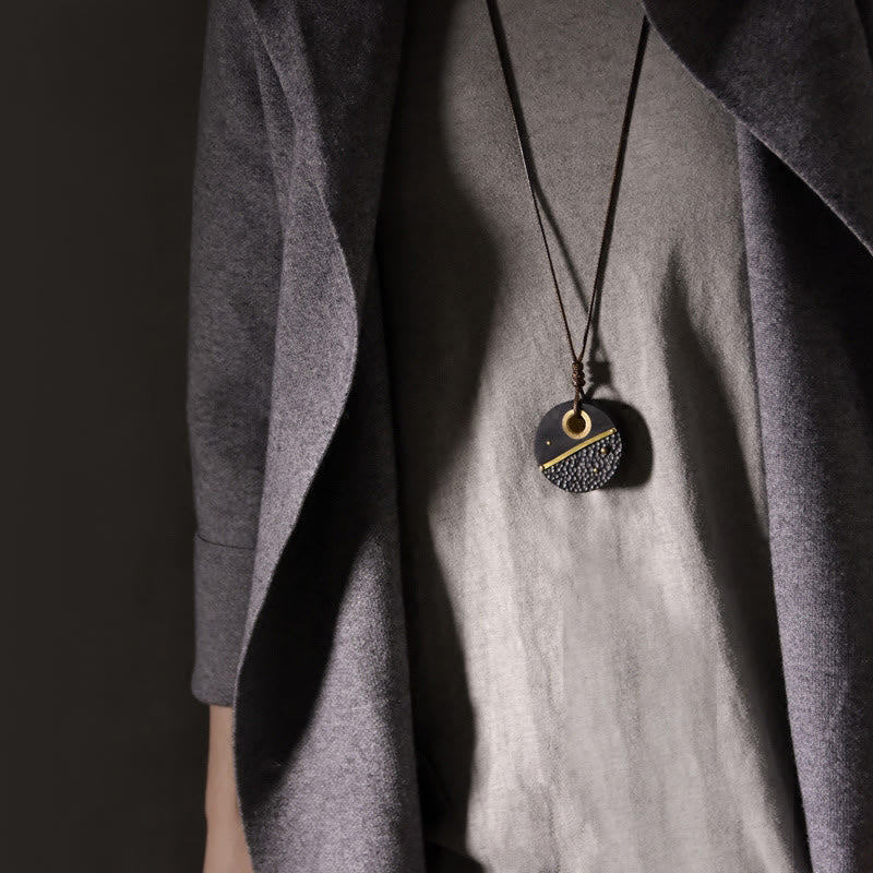 Ebony Wood Peace Pendant Necklace