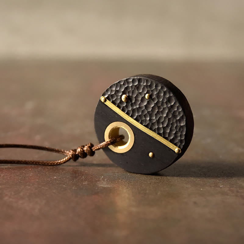 Ebony Wood Peace Pendant Necklace