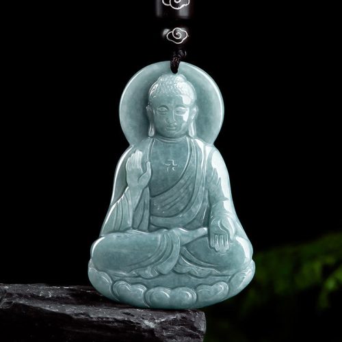 Amitabha Buddha Jade Lotus Necklace