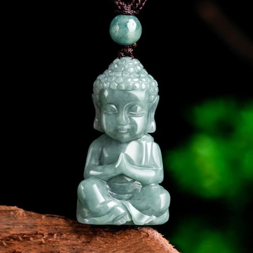 Natural Jade Buddha Amulet Necklace