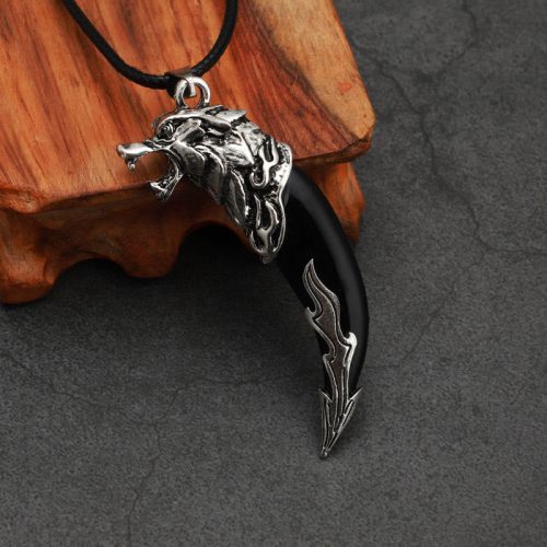 Tibetan Black Wolf Tooth Titanium Necklace Pendant
