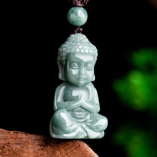 Natural Jade Buddha Amulet Necklace