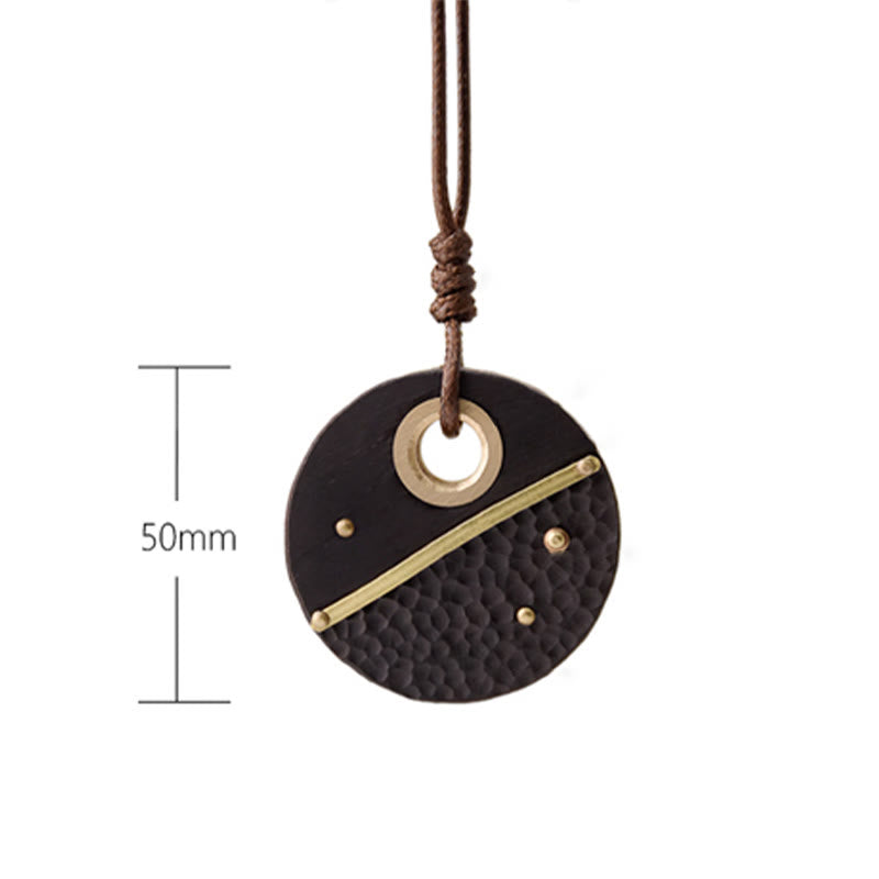 Ebony Wood Peace Pendant Necklace