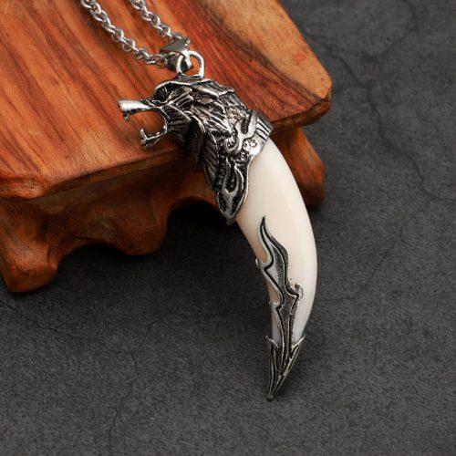 Titanium Imitation Wolf Tooth Balance Pendant Necklace