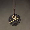 Ebony Wood Peace Pendant Necklace