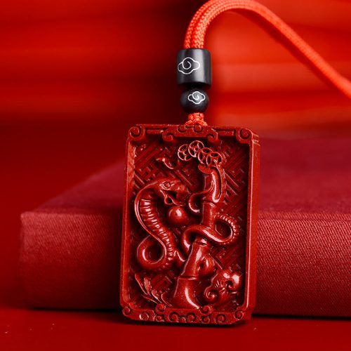 Chinese Zodiac Cinnabar Calm Pendant Necklace