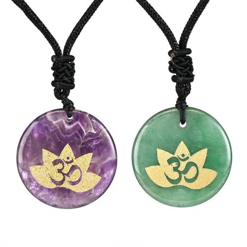 Om Lotus Crystal Healing Necklace