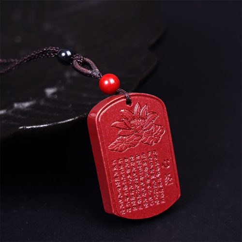 Cinnabar Heart Sutra Blessing Rope Necklace