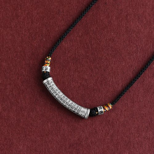 999 Silver Heart Sutra Pendant Necklace