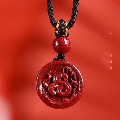 Chinese Zodiac Cinnabar Pendant Necklace