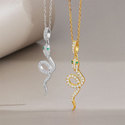 925 Silver Green-eyed Snake Blessing Necklace
