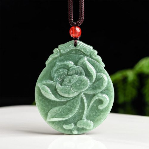Jade Lotus Pendant Necklace for Abundance