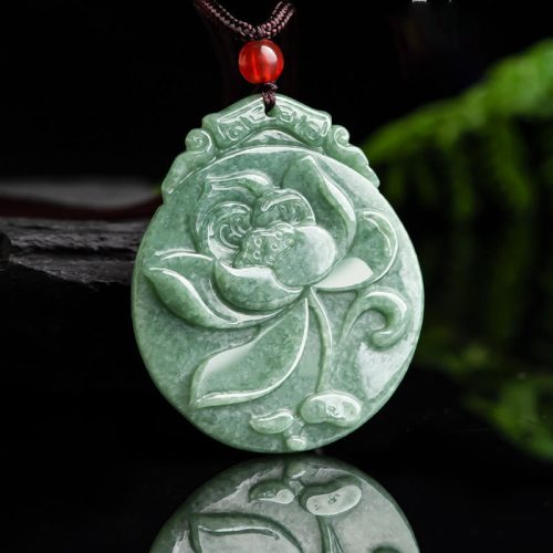 Jade Lotus Pendant Necklace for Abundance