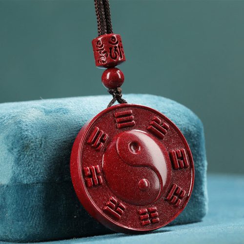 Cinnabar Yin Yang Pendant Necklace