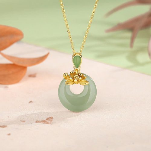 Jade Lotus Abundance Pendant Necklace