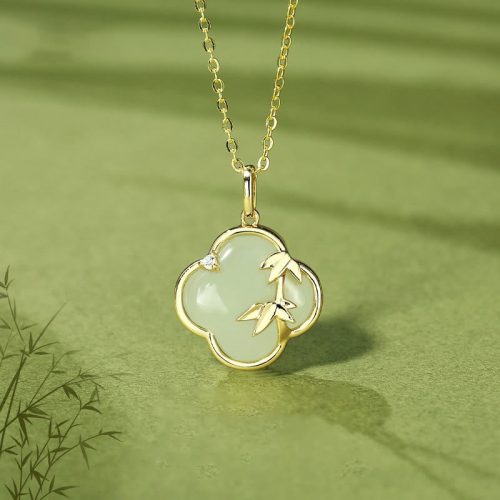 Hetian Jade Four Leaf Clover Necklace Pendant