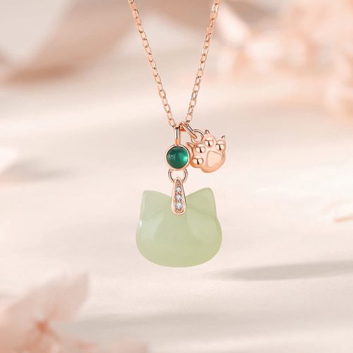 Hetian Jade Cat Paw Abundance Pendant Necklace